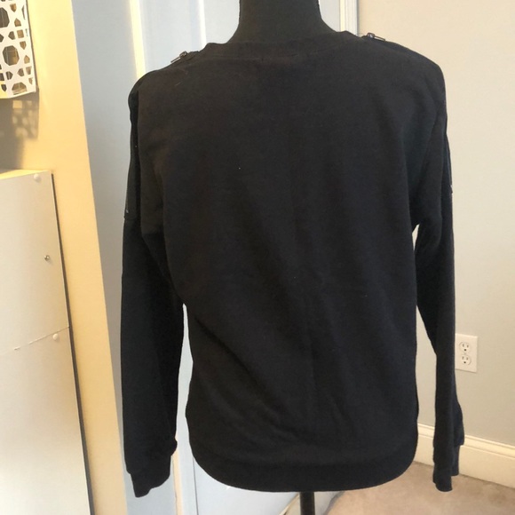 Black Union Jack Graphic Sweatshirt with Zippers - Picture 2 of 3